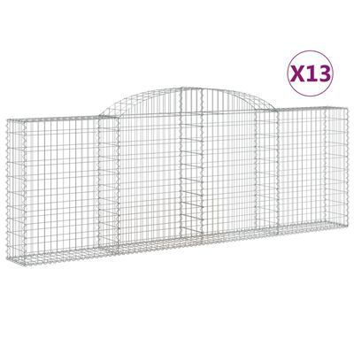 vidaXL 13 db íves horganyzott vas gabion kosár 300 x 30 x 100/120 cm