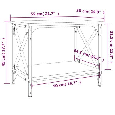 vidaXL füstös tölgy színű szerelt fa kisasztal 55x38x45 cm