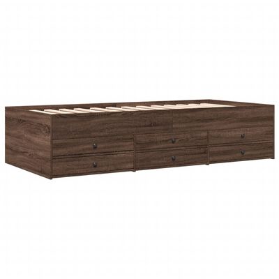 vidaXL barna tölgy színű szerelt fa kanapéágy fiókokkal 90 x 200 cm