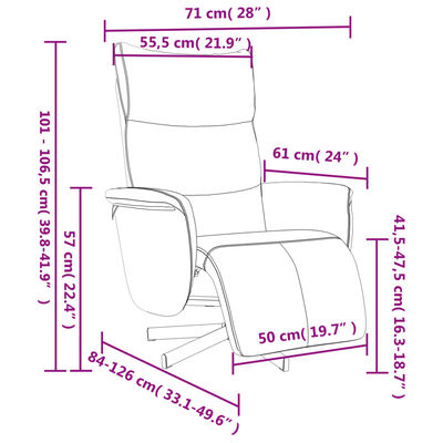 vidaXL fekete műbőr dönthető fotel lábtartóval