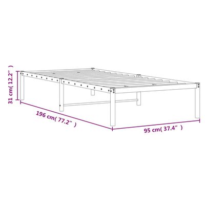 vidaXL fekete fém ágykeret 90 x 190 cm