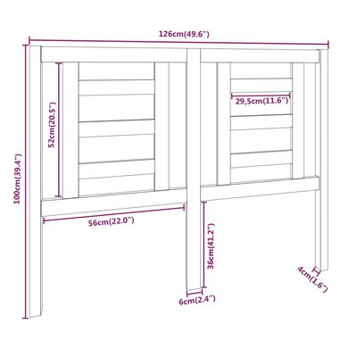 vidaXL mézbarna tömör fenyőfa ágyfejtámla 126 x 4 x 100 cm