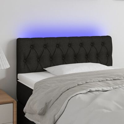 vidaXL fekete szövet LED-es fejtámla 90 x 7 x 78/88 cm