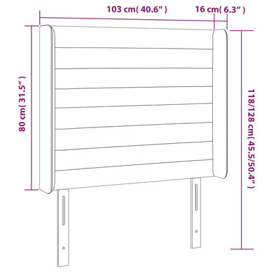 vidaXL sötétszürke bársony LED-es fejtámla 103x16x118/128 cm