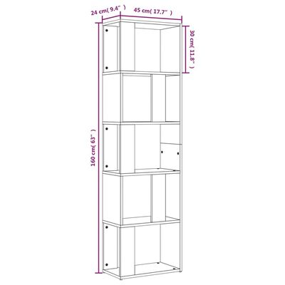 vidaXL szürke sonoma színű szerelt fa könyvszekrény 45 x 24 x 160 cm