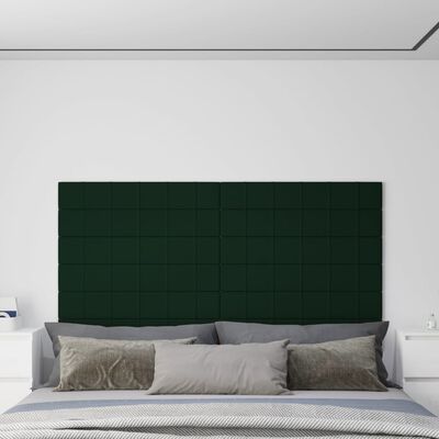 vidaXL 12 db sötétzöld bársony fali panel 90x15 cm 1,62 m²
