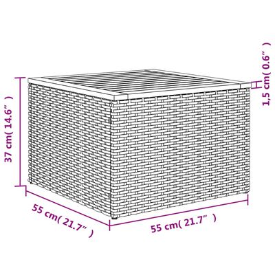 vidaXL fekete polyrattan és akácfa kerti asztal 55x55x37 cm