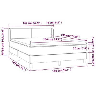 vidaXL fekete műbőr rugós ágy matraccal 140 x 190 cm