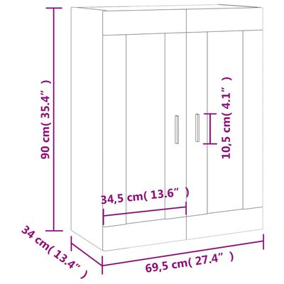 vidaXL füstös tölgy színű fali szekrény 69,5 x 34 x 90 cm