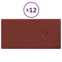 vidaXL 12 db bordó műbőr fali panel 30 x 15 cm 0,54 m²