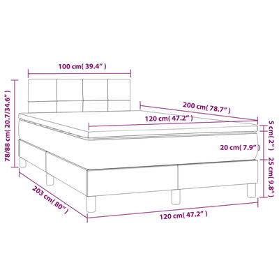 vidaXL sötétszürke bársony rugós ágy matraccal 120 x 200 cm