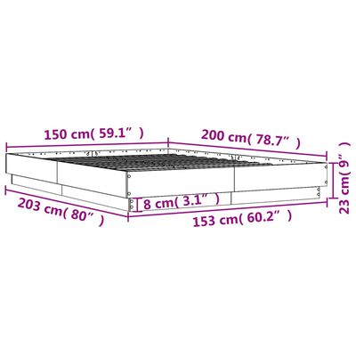 vidaXL sonoma tölgy színű ágykeret LED-világítással 150x200 cm