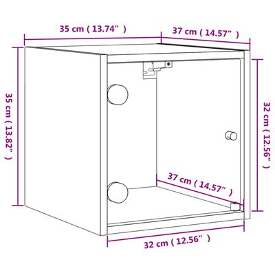 vidaXL 2 db betonszürke éjjeliszekrény üvegajtóval 35 x 37 x 35 cm