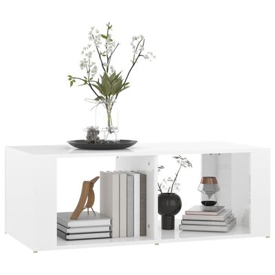 vidaXL magasfényű fehér szerelt fa dohányzóasztal 100 x 50 x 36 cm
