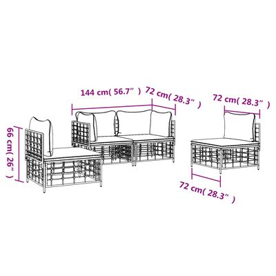 vidaXL 4 részes antracitszürke polyrattan kerti ülőgarnitúra párnákkal