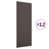 vidaXL 12 db barna porszórt acél tetőpanel 100 x 36 cm