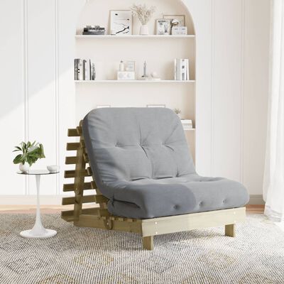 vidaXL tömör impregnált fenyőfa futon kanapéágy matraccal 80x206x11 cm