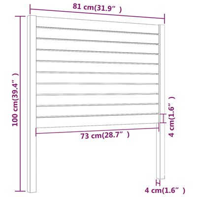 vidaXL tömör fenyőfa ágyfejtámla 81 x 4 x 100 cm