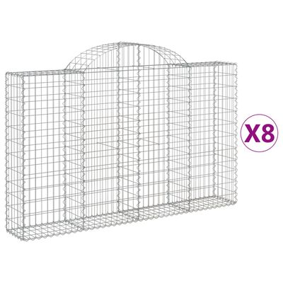 vidaXL 8 db íves horganyzott vas gabion kosár 200x30x120/140 cm