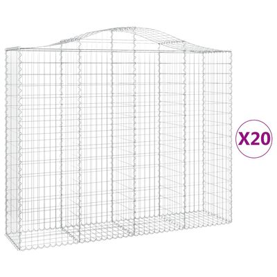 vidaXL 20 db íves horganyzott vas gabion kosár 200x50x160/180 cm