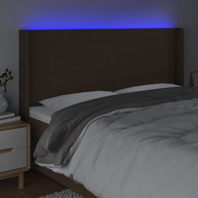 vidaXL sötétbarna szövet LED-es fejtámla 183x16x118/128 cm