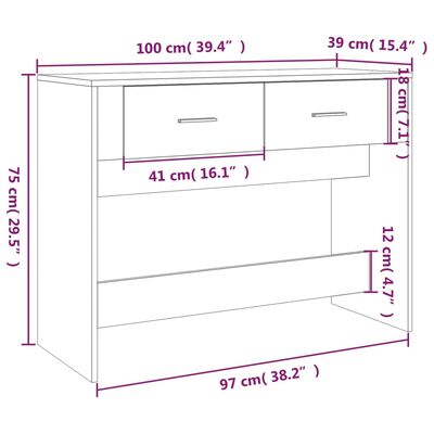 vidaXL sonoma tölgy színű szerelt fa dohányzóasztal 100 x 39 x 75 cm