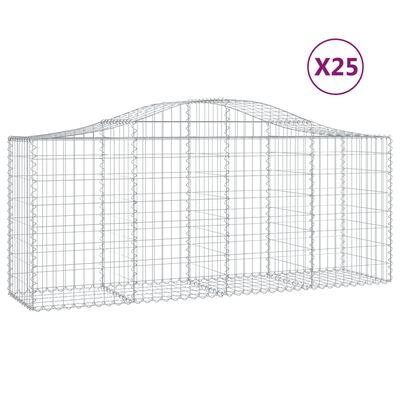 vidaXL 25 db íves horganyzott vas gabion kosár 200x50x80/100 cm