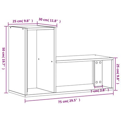 vidaXL 2 db szürke sonoma szerelt fa fali TV-szekrény 75 x 30 x 50 cm