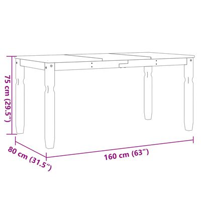 vidaXL Corona szürke tömör fenyőfa ebédlőasztal 160 x 80 x 75 cm