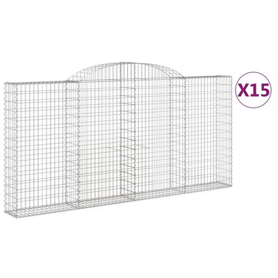 vidaXL 15 db íves horganyzott vas gabion kosár 300x30x140/160 cm