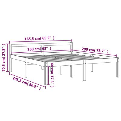 vidaXL viaszbarna tömör fenyőfa időseknek való ágy 160 x 200 cm