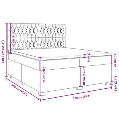 vidaXL fekete bársony rugós ágy matraccal 200x200 cm