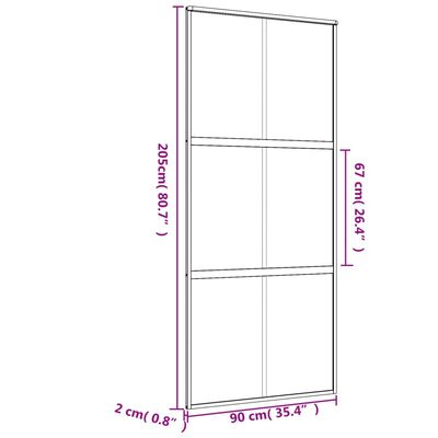 vidaXL aranyszínű ESG tejüveg és alumínium tolóajtó 90 x 205 cm