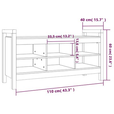 vidaXL tömör fenyőfa előszoba pad 110 x 40 x 60 cm