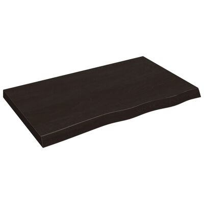 vidaXL sötétbarna kezelt tömör fa fürdőszobai pult 100x60x(2-6) cm