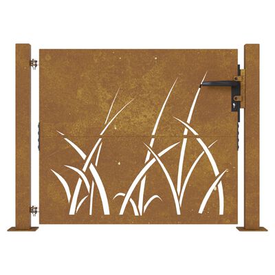 vidaXL fűmintás corten acél kerti kapu 105 x 105 cm