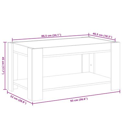 vidaXL szürke sonoma szerelt fa dohányzóasztal LED-del 93 x 53 x 45 cm