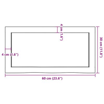 vidaXL világosbarna kezelt tömör fa fürdőszobai pult 60x30x(2-4) cm