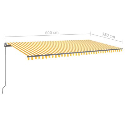 vidaXL sárga-fehér szélérzékelős és LED-es napellenző 600 x 350 cm