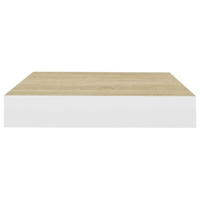 vidaXL 2 db tölgyszínű és fehér MDF lebegő fali polc 23x23,5x3,8 cm