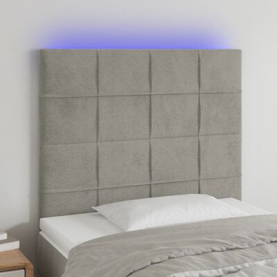 vidaXL világosszürke bársony LED-es fejtámla 90x5x118/128 cm