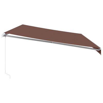 vidaXL barna kézzel kihúzható LED-es napellenző 600 x 350 cm