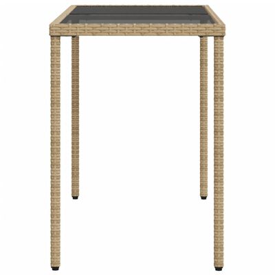 vidaXL bézs polyrattan üveglapos kerti asztal 115x54x74 cm