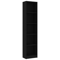 vidaXL 5-szintes fekete szerelt fa könyvszekrény 40 x 24 x 175 cm