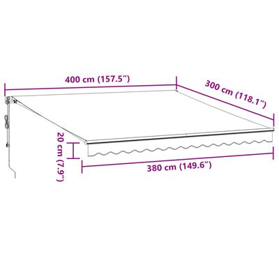 vidaXL antracitszürke-fehér LED-es automata napellenző 400 x 300 cm