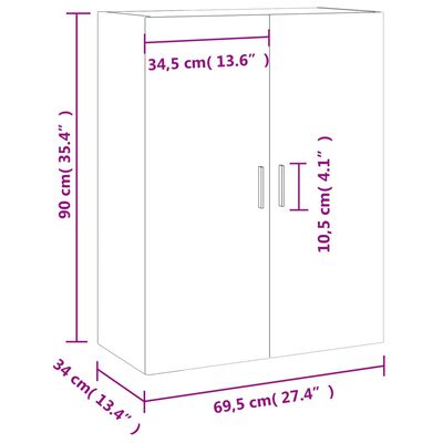 vidaXL szürke sonoma színű fali szekrény 69,5x34x90 cm