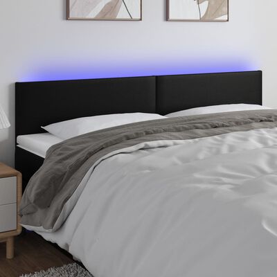 vidaXL fekete műbőr LED-es fejtámla 200 x 5 x 78/88 cm