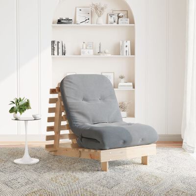 vidaXL tömör fenyőfa futon kanapéágy matraccal 70 x 206 x 11 cm