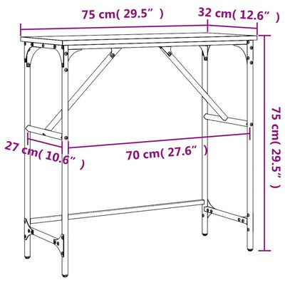 vidaXL barna tölgyszínű szerelt fa tálalóasztal 75x32x75 cm