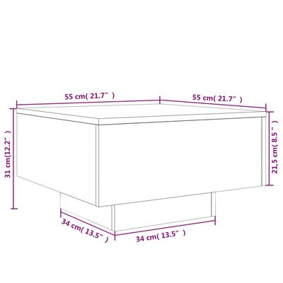 vidaXL füstös tölgy színű dohányzóasztal LED-lámpákkal 55 x 55 x 31 cm